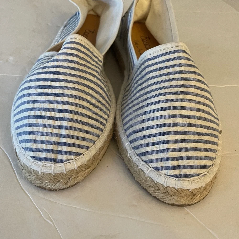 Espadrille made in France Blue and White Striped Espadrille Slip-On Sz -9.5